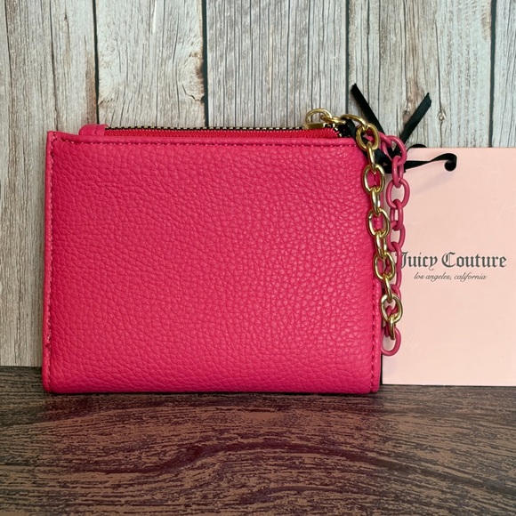 Juicy Couture Fuchsia Card Holder/Small Wallet with Two Tone Chain Wristlet - Picture 3 of 6